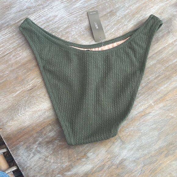 J‎ Crew XL Textured curved-waist cheeky bikini bottom Green - Picture 3 of 6